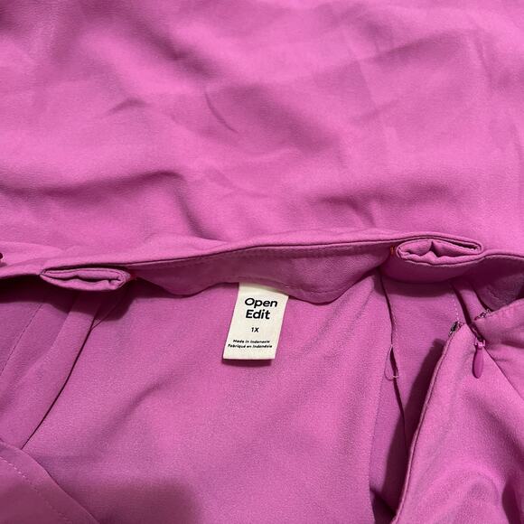 Open Edit Pink Faux Wrap Midi Skirt Size 1X - Picture 13 of 13